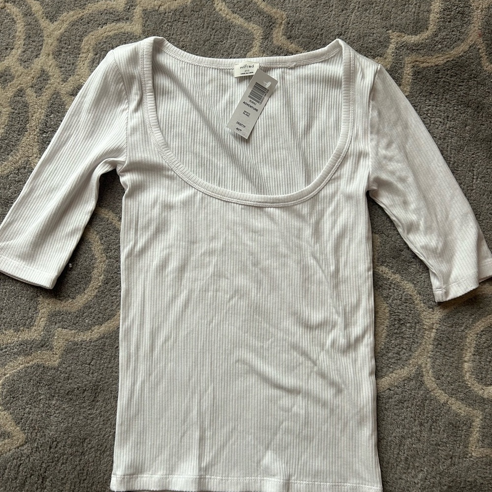 Wilfred White Ribbed Long Sleeve Top